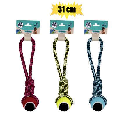 PET DOG TUG TOY STRING TENNIS BALL 31cm product image