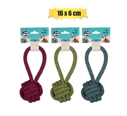 PET DOG TUG TOY STRING WITH BALL 16x6cm product image