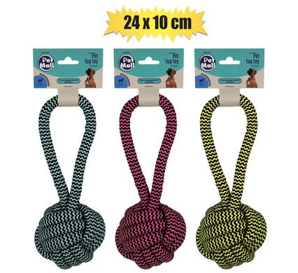 PET DOG TUG TOY STRING WITH BALL 24x10cm product image