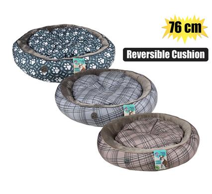 PET BED ROUND WITH REVERSE CUSHION 76cm product image