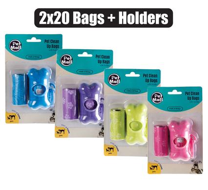 PET DOG CLEAN-UP BAGS+HOLDER 2x20's product image