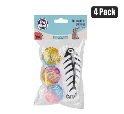 PET CAT TOY BALLS + FISH 4 PACK product image
