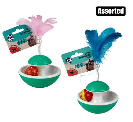 PET CAT TOY WITH BALL AND FEATHER ASST product image