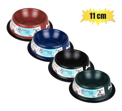 PET DOG/CAT BOWL S/S DARK COLOURS 11cm product image