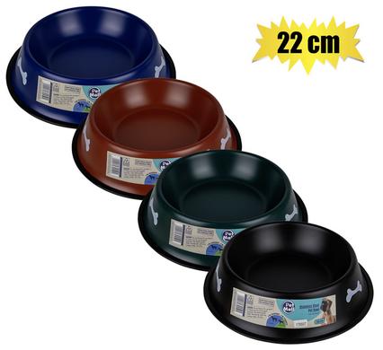 PET DOG BOWL S/S DARK COLOURS  22cm product image