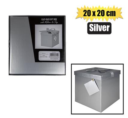 GIFTBOX FLAT PACK 20x20x20cm SILVER product image
