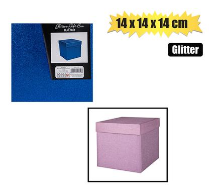 GIFTBOX FLAT PACK 14x14x14cm GLITTER product image