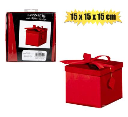 GIFTBOX FLAT PACK 15c15x15cm RED product image