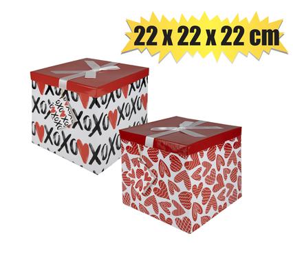GIFTBOX FLAT PACK 22x22x22cm RED/LOVE product image