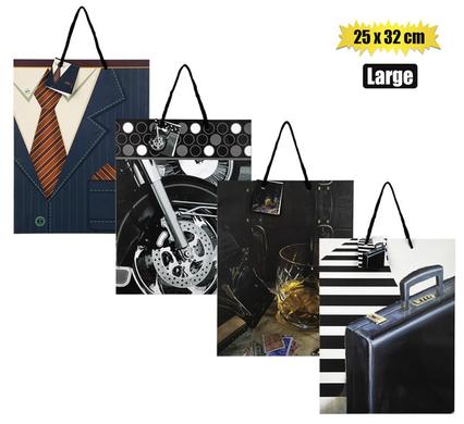 GIFT-BAG PAPER LRG 25x32cm MALE product image