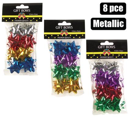 GIFT-DECOR BOW METALLIC 4.5cm 8PCE ASSTD product image