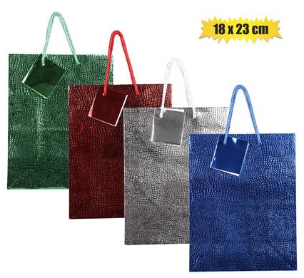 GIFT-BAG METALLIC PAPER MED 18x23cm EMB product image