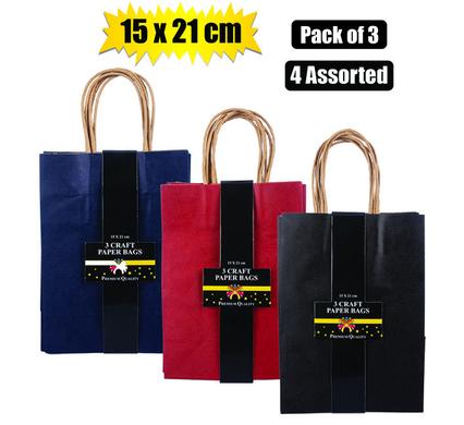 GIFT-BAG CRAFT PPR 3 PACK SML 15x21cm product image