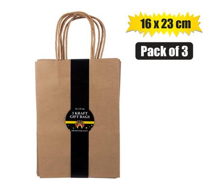 GIFT-BAG CRAFT PPR 3 PACK MED 16x23cm product image