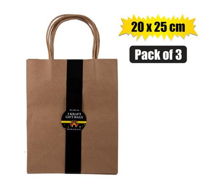 GIFT-BAG CRAFT PPR 3 PACK LRG 20x25.5cm product image
