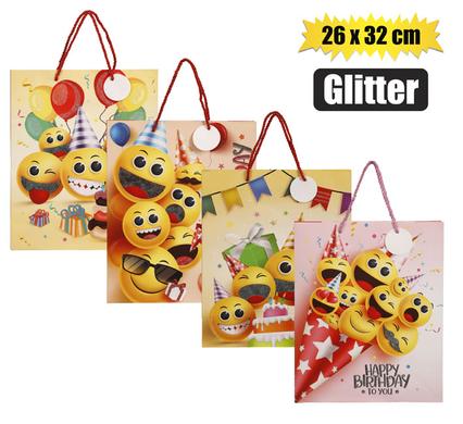 GIFT-BAG PPR LRG EMOJI GLITTER 26x32cm product image