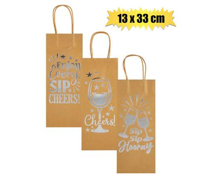 GIFT-BAG PPR WINE ENG WORDS 13x33cm product image