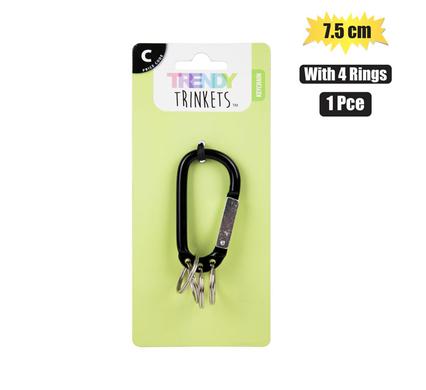 KEYCHAIN SNAP HOOK 1PC 7.5cm 4 RINGS product image