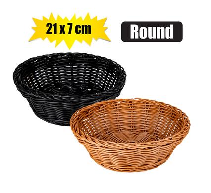 WOVEN PLASTIC BASKET ROUND 21x7cm product image