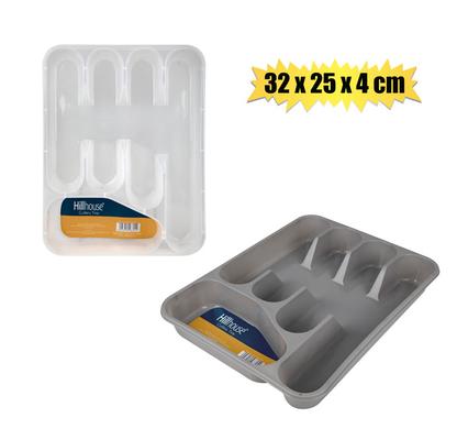 CUTLERY TRAY PL GREY/CLEAR 32x25x4cm product image