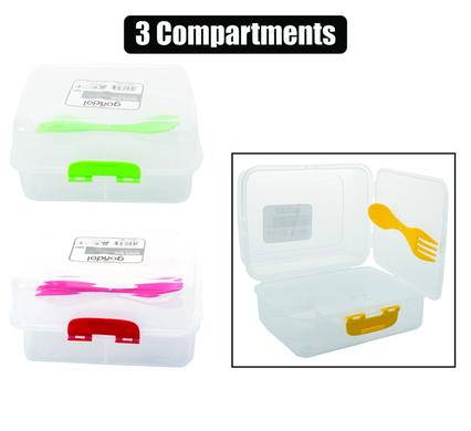 LUNCH BOX 3 DIVISION W/SPORK product image