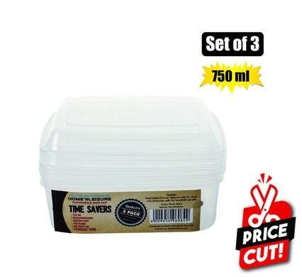 CONTAINER CLEAR 3PCE RECT 750ml product image