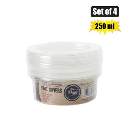 CONTAINER CLEAR 4PCE 250ml ROUND 4cm H product image