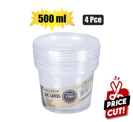 CONTAINER CLEAR 4PCE 500ml ROUND 8cm H product image