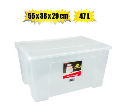 STORAGE BOX CLEAR ALPHA 47L 55x38x29cm product image