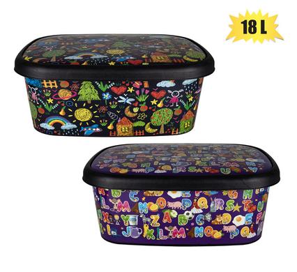 STORAGE BOX DECORATED FLAT 18L product image