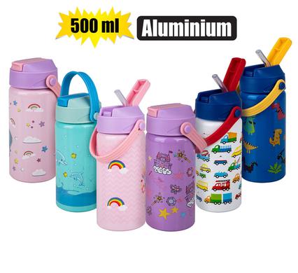 WATER BOTTLE 500ml ALUMINIUM W/STRAW product image