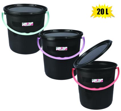 BUCKET PL 20L W/HANDLE & LID product image