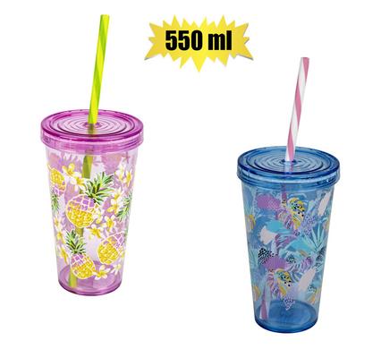 TUMBLER W/STRAW 550ml ASSORTED product image