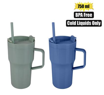 TUMBLER PASTEL 750ml W/STRAW POLYSTYRENE product image