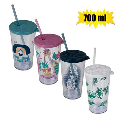 TUMBLER W/STRAW BUBBLE 700ml product image