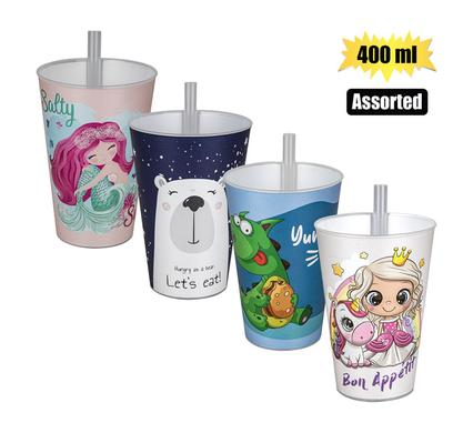 TUMBLER W/STRAW 400ml ASSORTED product image