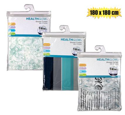 SHOWER CURTAIN PL W/12 HOOKS 180x180cm product image
