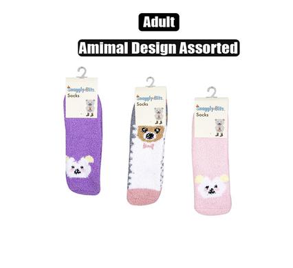 SOCKS ADULT FLUFFY ANIMAL DESIGN ASSTD product image