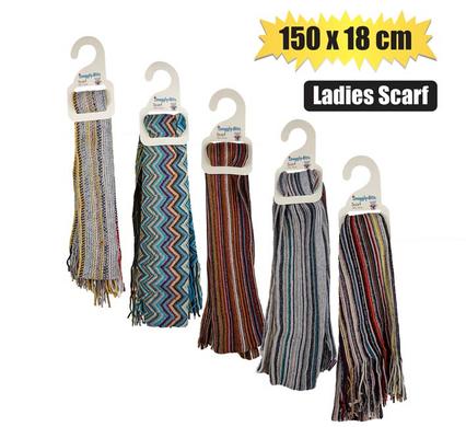SCARF ADULT 150x18cm KNITTED STRIPES product image
