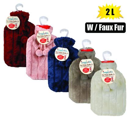 HOTWATER BOTTLE W/FAUX FUR COVER 2L product image