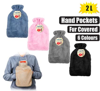 HOTWATER BOTTLE W/FUR COVER W/POCKETS 2L product image