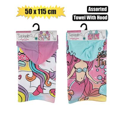 TOWEL HOODED 50x115cm GIRLS ASSTD product image