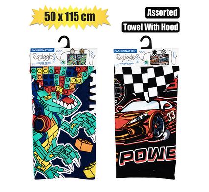 TOWEL HOODED 50x115cm BOYS ASSTD product image