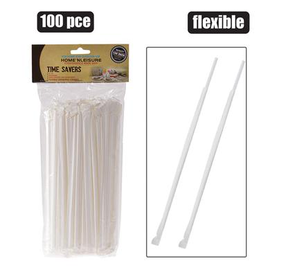 STRAWS PLASTIC FLEXIBLE 100PC WRAPPED product image