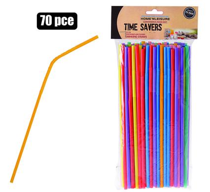 STRAWS PLASTIC FLEXIBLE 33cm ASSTD 70PC product image