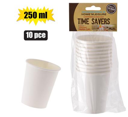PICNIC CUPS PAPER 250ml PACK-10 WHITE product image
