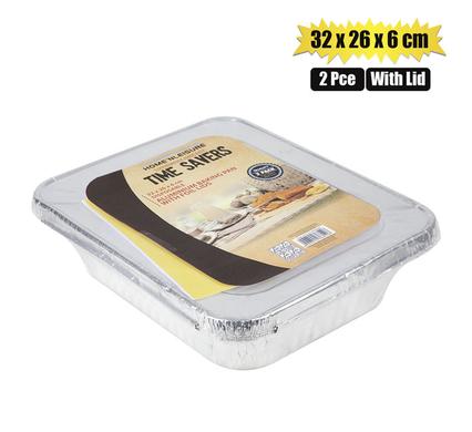 BAKING PAN ALU-FOIL 2PC 32x26x6cm W/LID product image