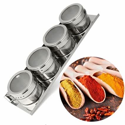 Stainless Steel 4 Piece Condiments Set on Magnetic Tray