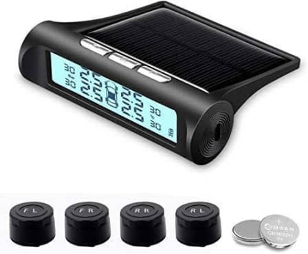 Wireless Solar Tyre Pressure Monitoring System TPMS with Black and White LED