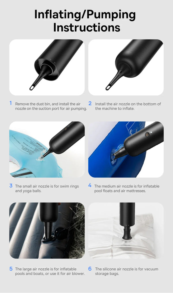 Baseus 4in1 15000Pa Car Vacuum Cleaner Air Pump Wireless Vacuum Cleaner - White